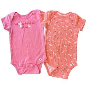 Gerber Onesies Body Suits Set of 2 Baby Girl Pink 6-9 Months